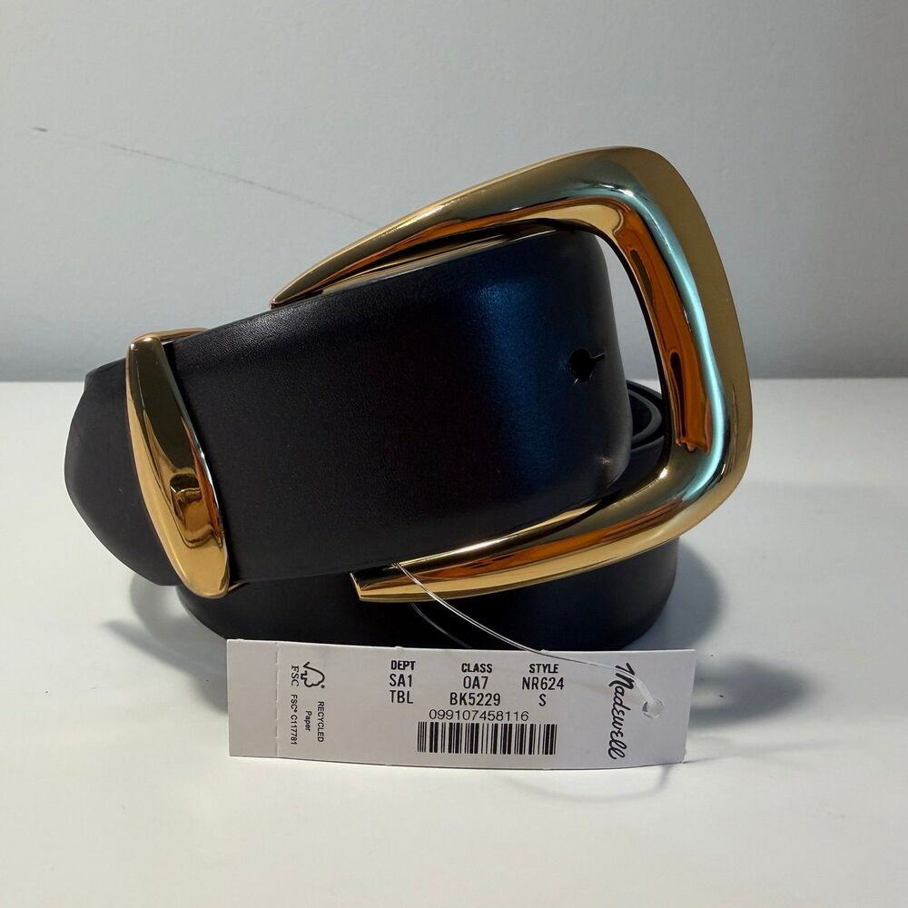NWT Madewell Oval Buckle Belt, True Black, Small